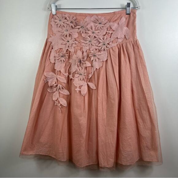 RYU New Strapless 3D Floral Applique Rhinestone Mini Dress Large Mesh Fairy - Picture 12 of 14